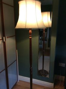 Antique Brown Solid Wood Tall Floor Lamp with a choice of lampshades