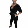 Surplice neck velvet jumpsuit Image 3