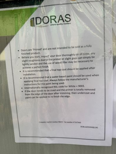 DORAS Java White Shaker 1 Lite Internal Door