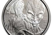 2023 Ghana 20 Cedis 1 oz Silver Bullion Coin - Space Aliens BU ( In Capsule)
