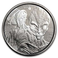 2023 Ghana 20 Cedis 1 oz Silver Bullion Coin - Space Aliens BU ( In Capsule)