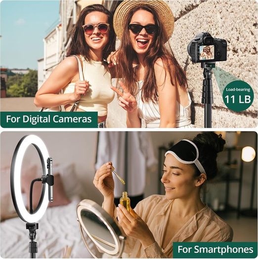12" Ring Light with Tripod Stand, 63" Extendable, 3 Light Modes & 10 Brightness Levels, LED Selfie Light with Remote Control for TikTok, YouTube, Live Streaming, Photography
