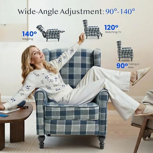 Recliner Chair Armchair Adjustable Single Chair Sofa for Relaxing Accent Chair Pushback for Living Room Bedroom Wing Back Reclining | Grey
