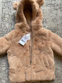Next baby girls fur coat with hood and lovely  fur  ear detail