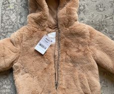Next baby girls fur coat with hood and lovely  fur  ear detail