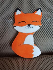 Wooden fox  hand made & hand painted