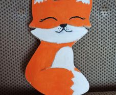 Wooden fox  hand made & hand painted