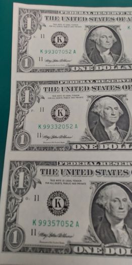 Usa 4X Sheet of  1 Dollar  1993 Series A   In Uncirculated Condition