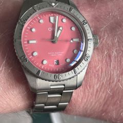 Oris Diver 65 cotton candy pink dial watch