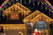 Christmas Icicle Lights Outdoor - Christmas Tree Light Decorations 7.5M 306 LED String Fairy Light Mains Powered Warm White 11 Modes Multicolour Waterproof with Remote Timer for Outside Window (FREE POSTAGE)