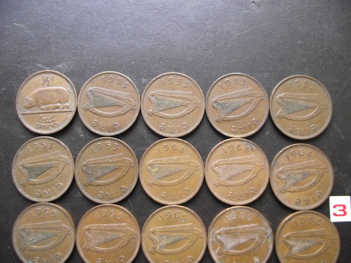 20 Irish half pennies (1953-1967)