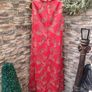 Vintage 1970s maxi sleeveless dress Red & Gold with Dagger Collar Postage included Image 4