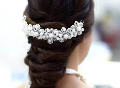 New Elegant Pearl Crystal Flower Wedding Headpieces, Bridal Hair Vine Accessories