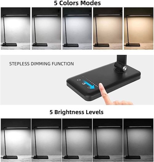 LED Desk lamp, Eye-Caring Table Lamp, Dimmable Office Lamp with USB Charging Port, 5 Lighting Modes,5 Brightness Levels, Touch Control, 30/60 min Auto Timer, for Home,Office,Bedroom,Study (FREE SHIPPING)