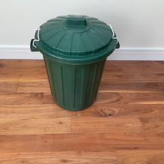 'Curver' plastic bin with handles and clips for securing