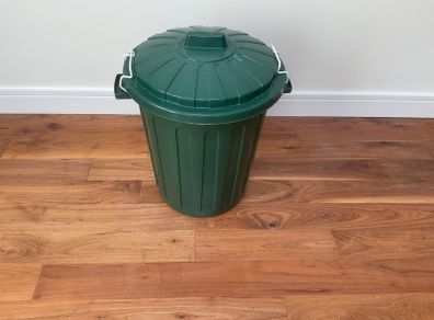 'Curver' plastic bin with handles and clips for securing