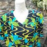 vintage 70s 80s navy yellow print Short sleeve dress Image 3