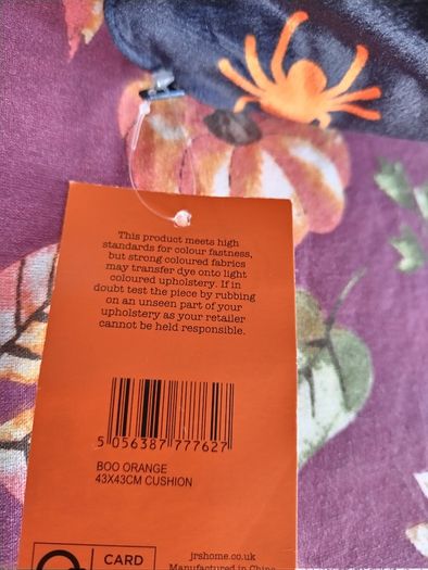 Bedlam Brand Boo Halloween Cushion in Orange