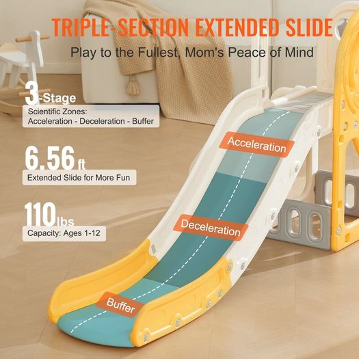 Indoor Outdoor kids Toddler garden slide  Toddler Slide, Kid Slide for Toddlers Age 1-12 w/ Climbable Ladders & Basketball Hoop & Storage Space, Indoor Outdoor Slide Playset for Kids Within 50kg, Toddler Playground w/ Raised Handrail