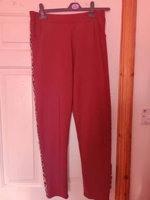 Burgundy leopard print elastic pants  size UK16/18 EU44/46 Postage included