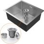 Stainless Steel Kitchen Sink, 50 x 43cm, Undermount Kitchen Sink Drop in, Topmount Single Bowl Outdoor Campervan Sink with Drainer Fittings, Silver Image 2