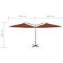 Double Parasol with Steel Pole Terracotta 600 cm Image 8
