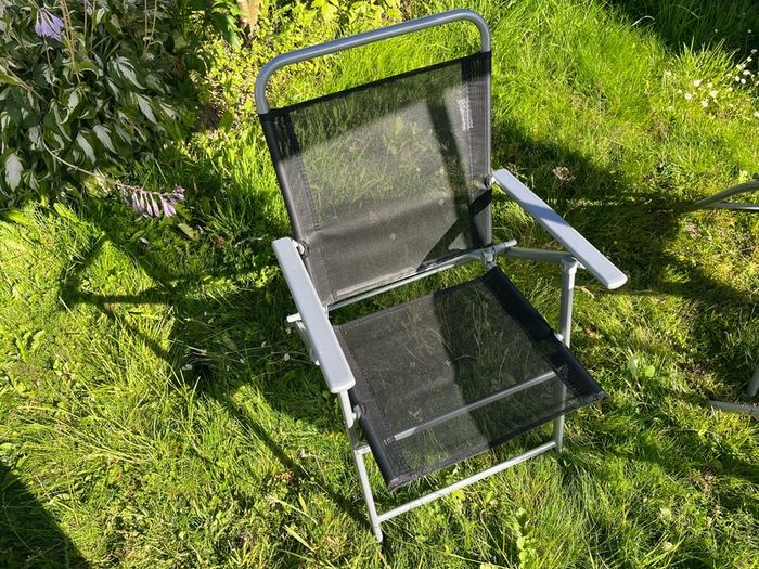 Outdoor table and folding chairs