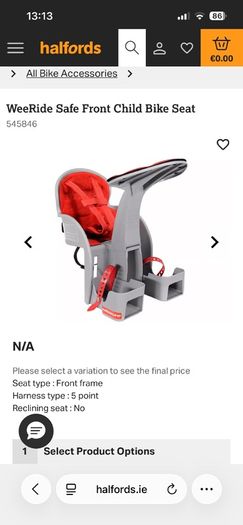 Centre Mounted Child Bike Seat Weeride