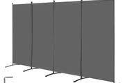 4 Panels Room Divider, Folding Privacy Screen and Portable Partition Divider for Room Separation, Freestanding Room Partitions for Office, Bedroom, Study, Grey