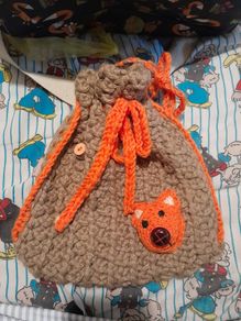 Handmade crochet drawstring pouch