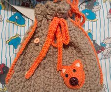 Handmade crochet drawstring pouch