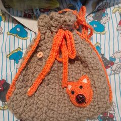 Handmade crochet drawstring pouch