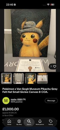 Pokemon Canvas Pikichu numbered and coa
