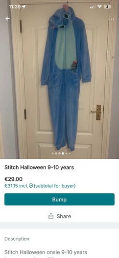 halloween costume stitch 9-10 years