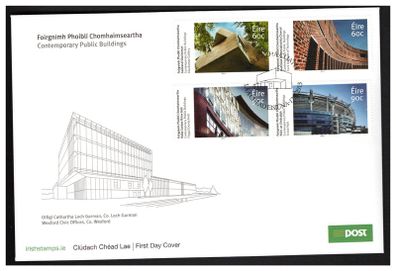 2013 Ireland Contemporary Public Buildings (Glucksman Gallery, Cork Institute of Technology, Croke Park, Fingal County Hall) Commemorative Stamp An Post First Day Cover (FDC)