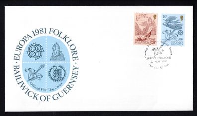 1981 Guernsey Europa Folklore Commemorative Stamps Addressed First Day Cover (FDC)