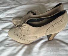 Monsoon Suede Heeled Oxford Booties,Taupe Wingtip Brogue Boots