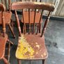 A set of 6 Victorian painted Elm stick back kitchen chairs. Image 4