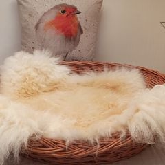 pet bed with sheepskin rug, made of wicker ,
