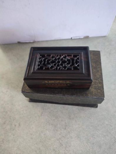 Ebony Wood Small Trinket Box inside presentation box engraved business school shenzhen university.