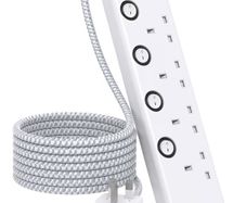 Lead with USB Slots 2 USB C HANYCONY 4 Way Plug Extension Socket with Individual Switches, 1.8M Extension Cable, Wall Mount Extension Cord, Desk Power Strip for Bedroom Office Accessories