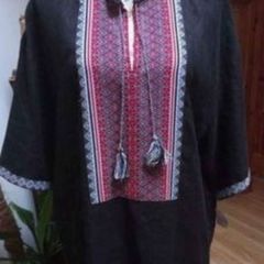 Bohemian hand embroidered linen shirt, relaxed fit. plus size new with tags.
