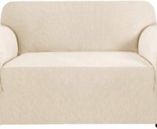 Super Stretch Sofa Covers Couch Covers Sofa Slipcovers Furniture Protector for Sofas/Kids/Pets Form Fitted Jacquard with Elastic Bottom, Thick Soft Non Slip (2 Seater Natural)