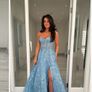Stunning Blue Debs Dress (strapless or with straps) with sparkle) Image 2