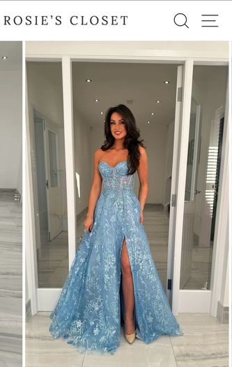 Stunning Blue Debs Dress (strapless or with straps) with sparkle)