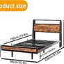 Floating Single Bed Frame with Charging Station and LED Lights, Wood Headboard with Storage Shelves, Heavy Duty Metal Slats, No Box Spring Needed, Noise Free, Easy Assembly, Black Image 2