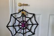 Halloween Black Tinsel 16" Spider Web
