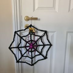Halloween Black Tinsel 16" Spider Web