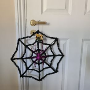 Halloween Black Tinsel 16" Spider Web