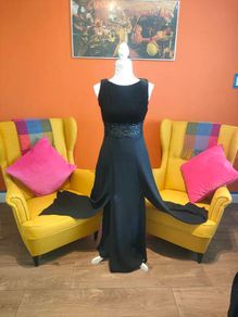 Vintage Consortium Black velvet maxi dress